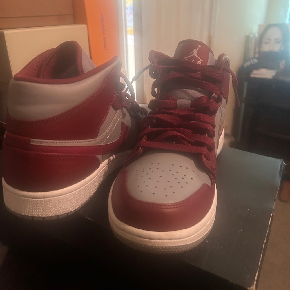 Nike Maroon and Gray Athletic Shoes